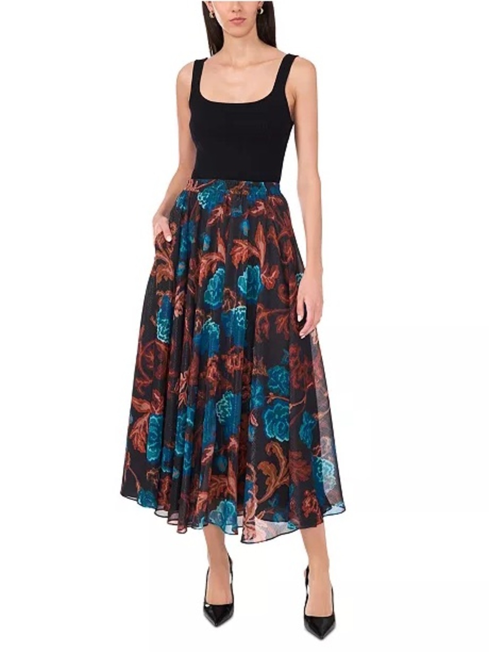 Parker The Emily Floral-Print Relaxed Maxi Skirt sz L